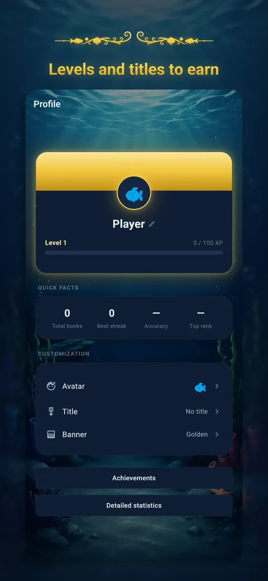 Player profile with level and title